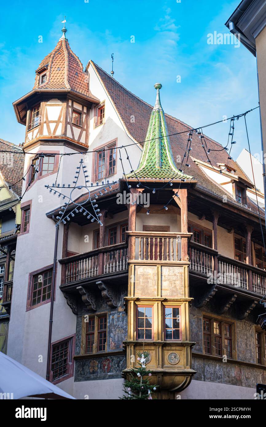 Maison Pfister, ein historisches mittelalterliches denkmalgeschütztes Gebäude aus dem Jahr 1537 im historischen Zentrum von Colmar im Departement Oberrhein im Elsass, Frankreich. Stockfoto
