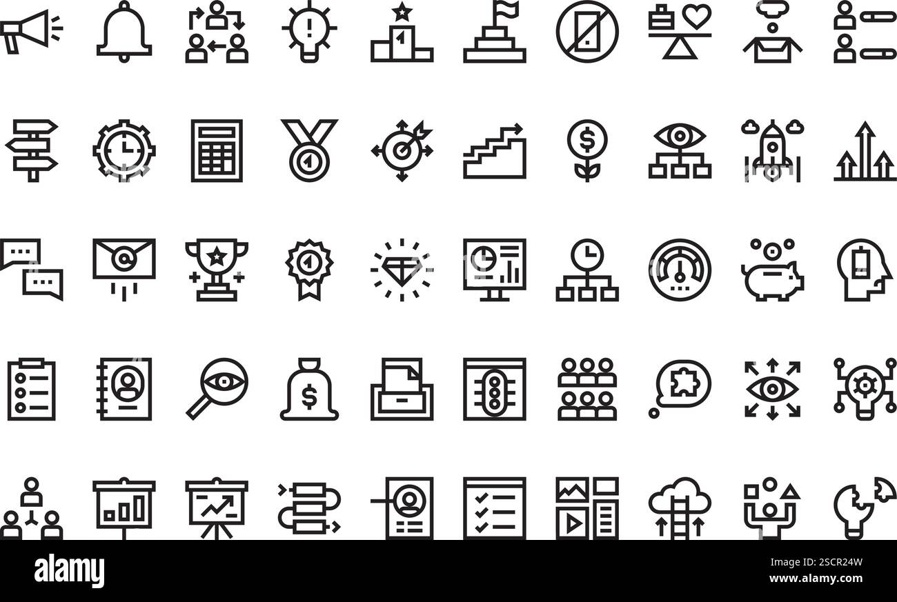 Hochwertige Sammlung von Vektorsymbolen mit editierbarer Kontur. Ideal für professionelle und kreative Projekte Stock Vektor