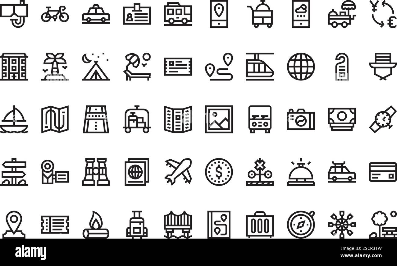 Hochwertige Sammlung von Vektorsymbolen mit editierbarer Kontur. Ideal für professionelle und kreative Projekte Stock Vektor