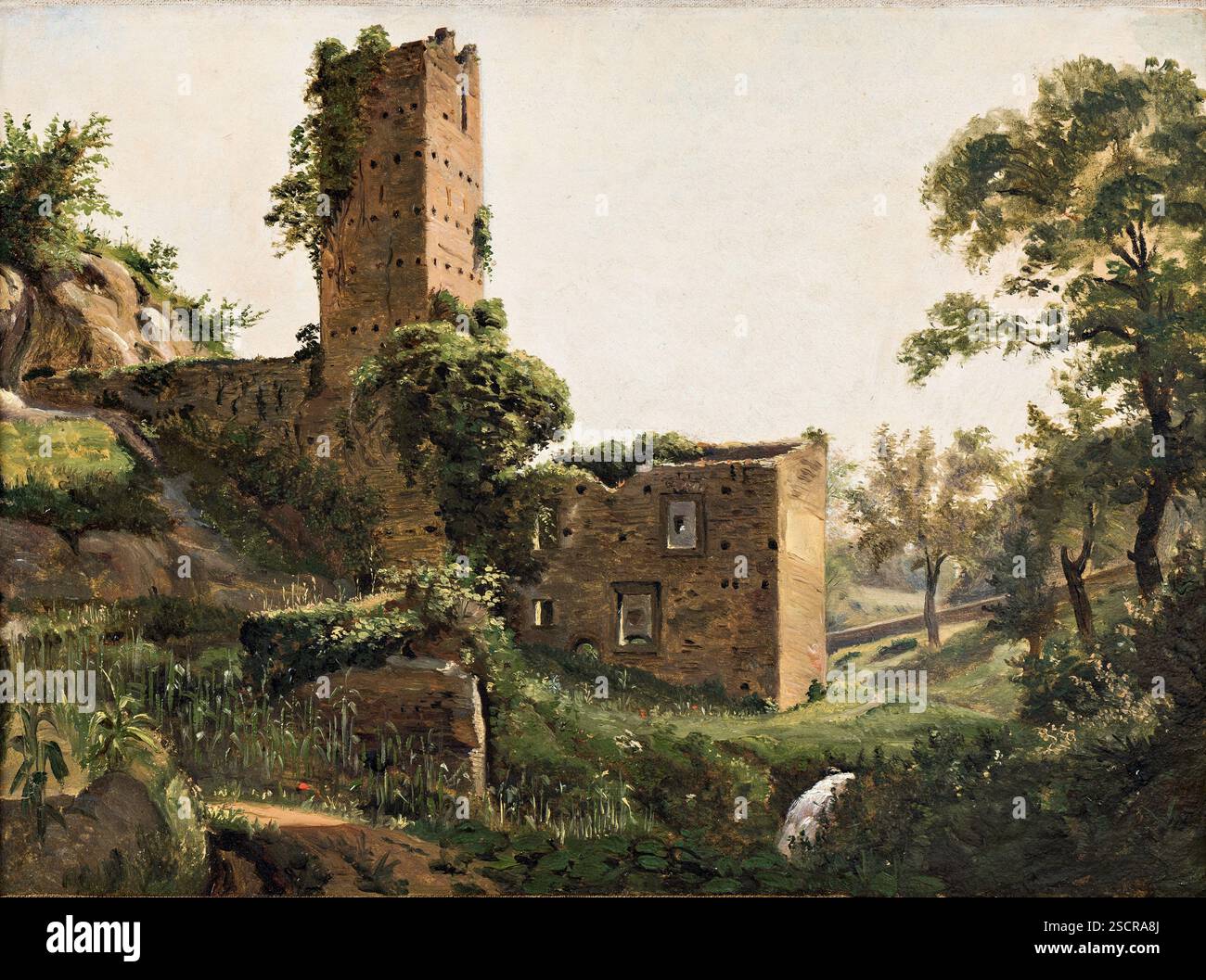 Landschaft mit Ruinen, um 1838. Stockfoto