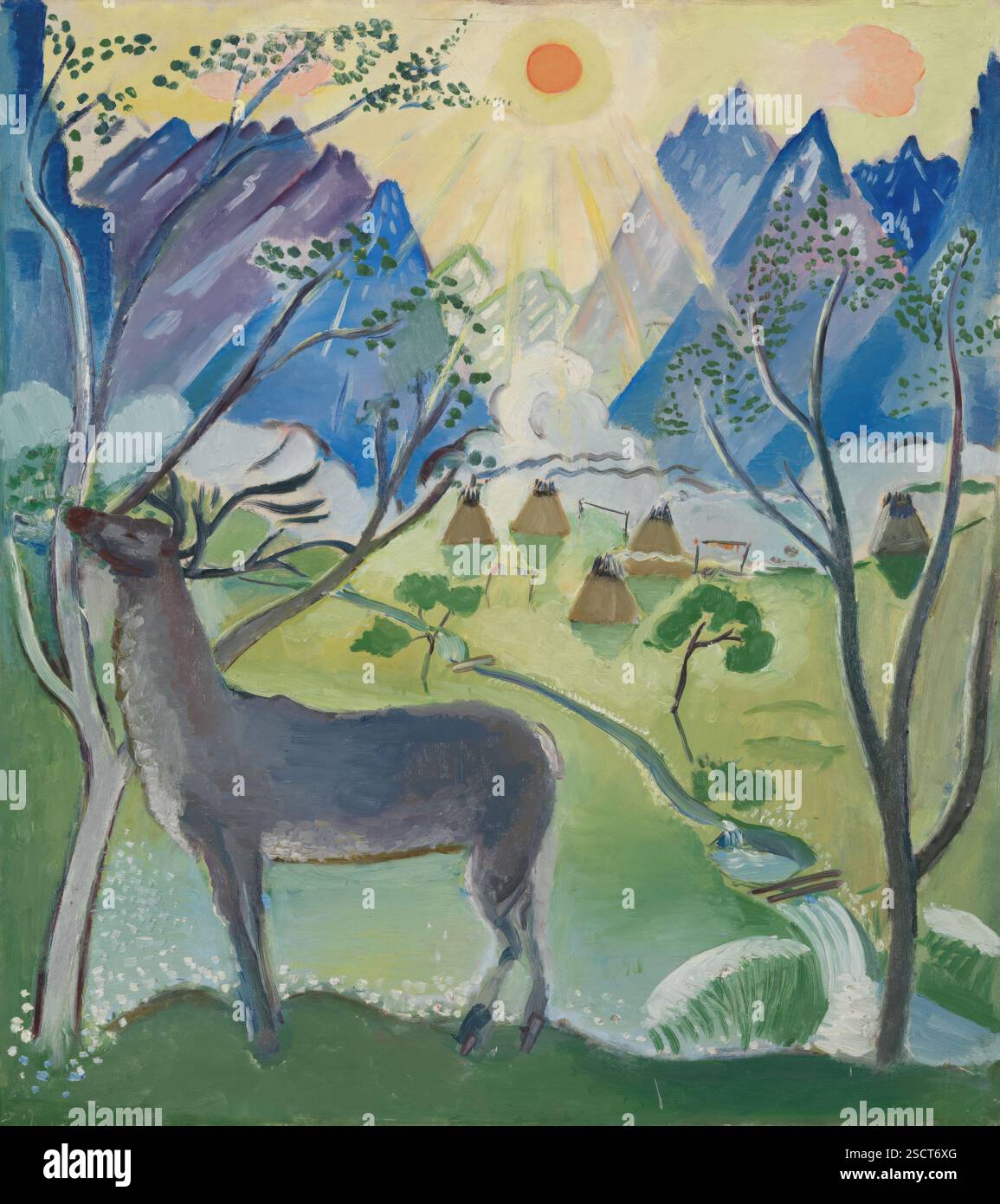 Mitternacht, Norrland, 1918. Stockfoto