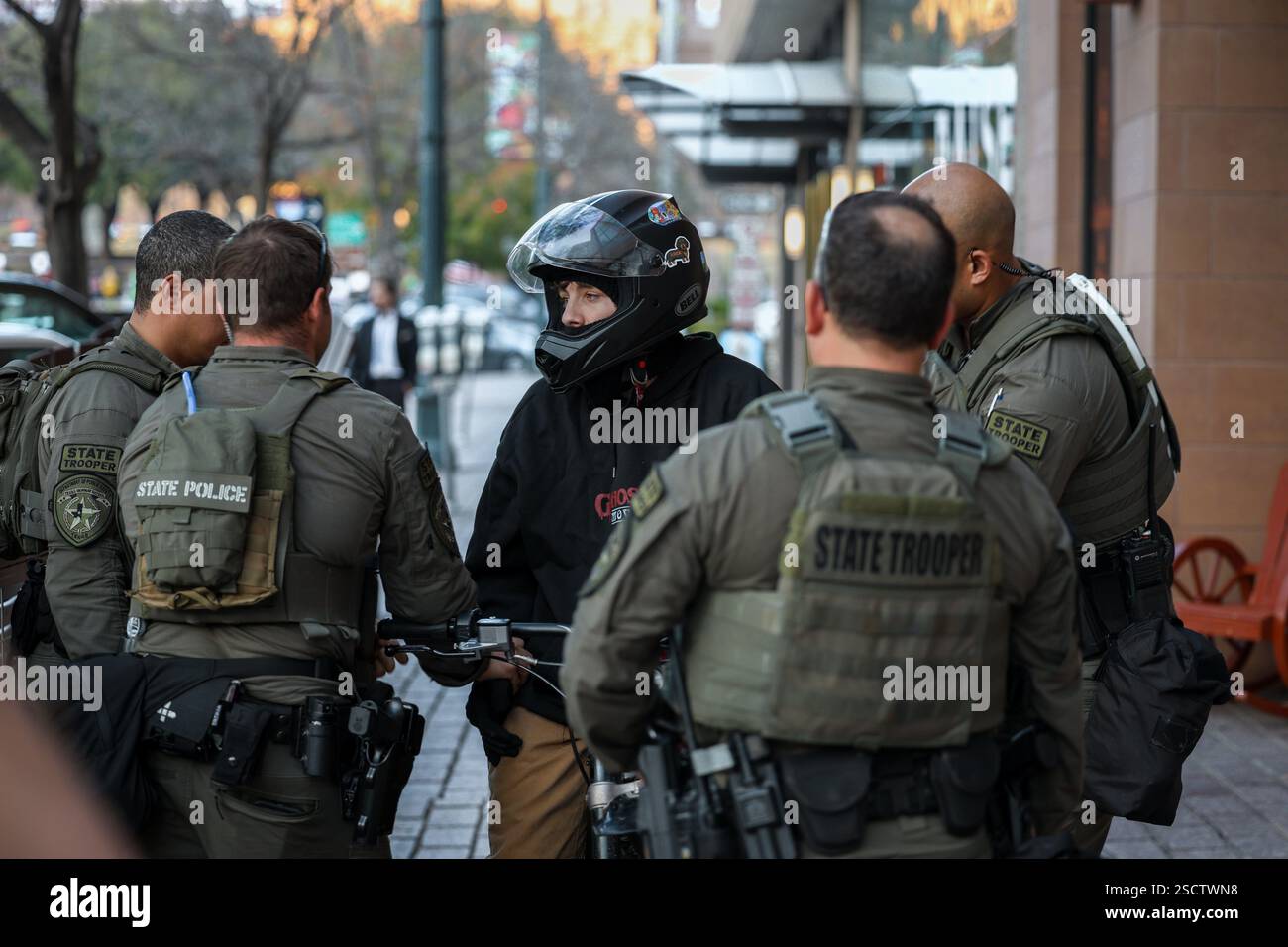 Staatsbeamter verhaften während des Protestes Austin texas Stockfoto