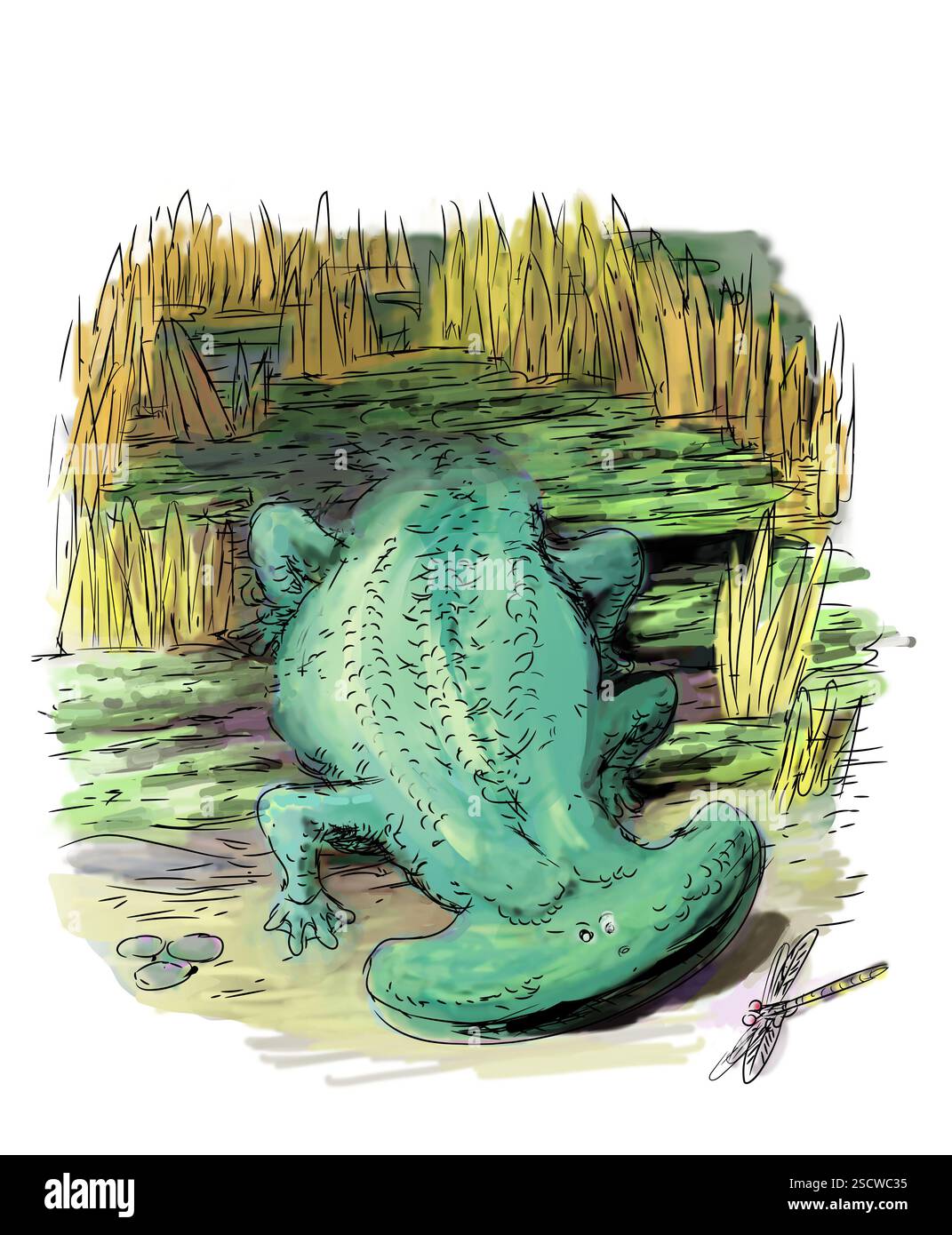 Diplocaulus, der größte und bekannteste unter den Lepospondylen, erschien erstmals im späten Perm (259 bis 251,9 Millionen Jahre). Bis zu einem Meter Länge ernährten sie sich hauptsächlich von Fischen und Arthropoden in Süßwasserumgebungen. Viele Theorien existieren für die Funktion ihrer charakteristischen Bumerang-förmigen Köpfe, einschließlich eines Abwehrmechanismus gegen größere Raubtiere oder als Tragflächenboot, um sie leichter aus dem Wasser zu heben. Stockfoto