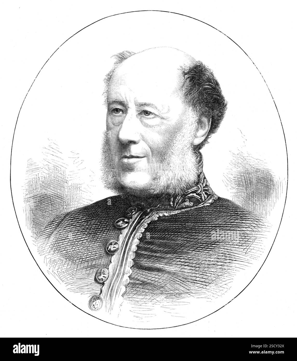 Der verstorbene Mr. J. R. Planché, Somerset Herald, 1880. Gravur von einem Foto des verstorbenen Mr. John Watkins. Mr. Planchés letzter Beitrag auf der Bühne war im August 1872, als der lyrische Teil von Babil and Bijou, einem Feenspektakel, das hauptsächlich von Mr. Dion Boucicault für Covent-Garden komponiert wurde. Seine theatralischen Arbeiten erstreckten sich insgesamt auf hundertsechsundsiebzig Stücke, von denen 62 vollständig Originalproduktionen von Mr. Planché waren, und zehn weitere, die er gemeinsam mit Mr. Charles Dance schrieb. In seinen späteren Jahren war Mr. Planché W Stockfoto