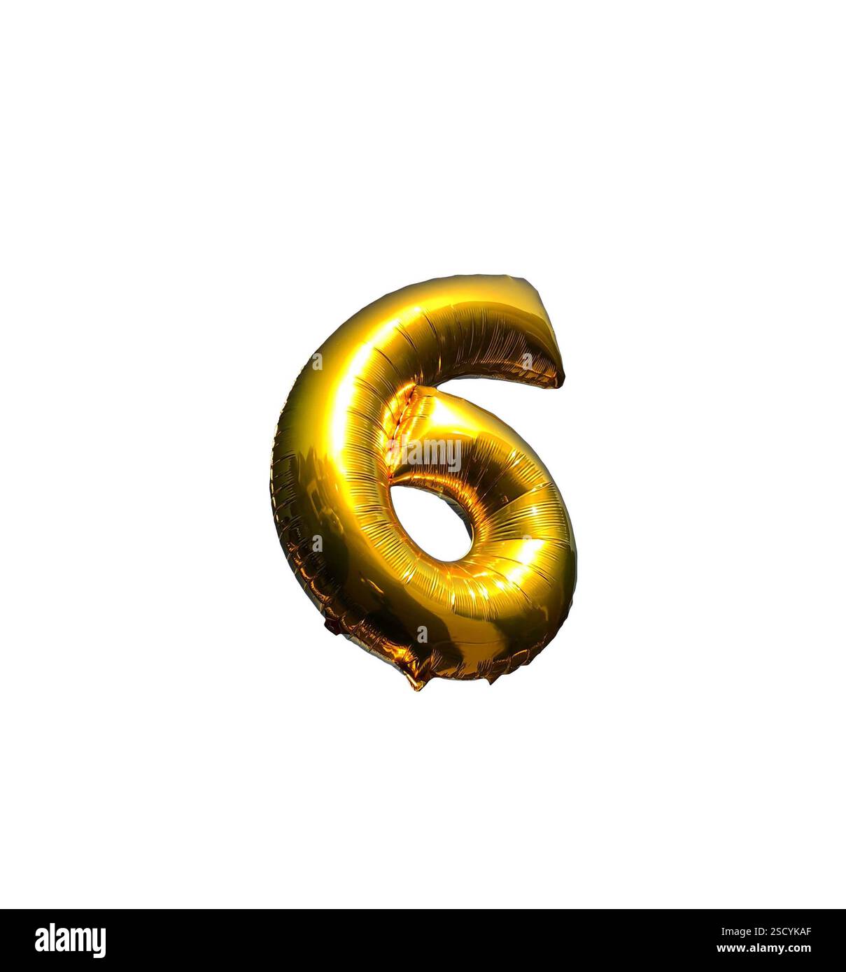 Gold 6 Heliumballon isolierter Ausschnitt Stockfoto