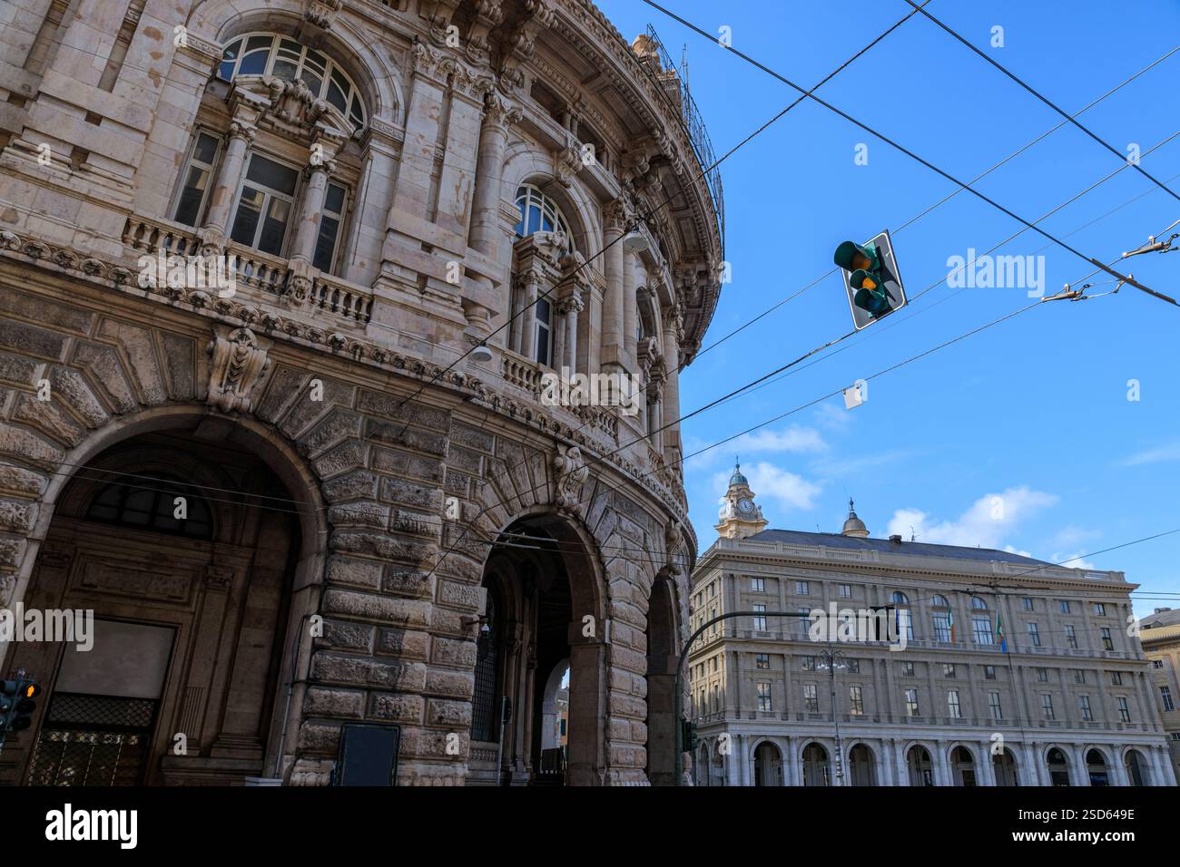 Genua Stadtbild: Blick auf den de Ferrari Platz, Italien. Stockfoto