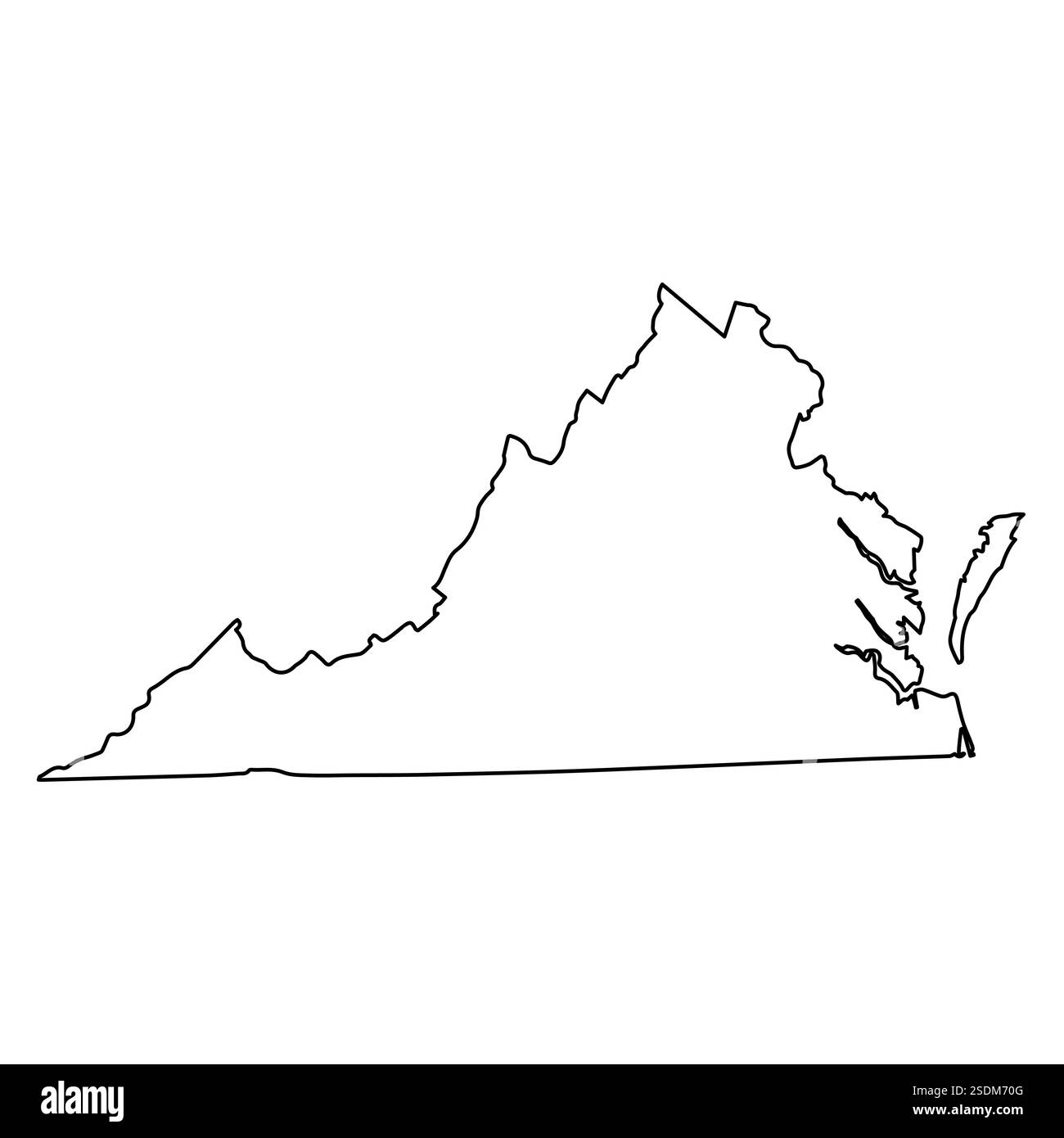 Outline Map Commonwealth Virginia, Virginia Map State USA Stock Vektor