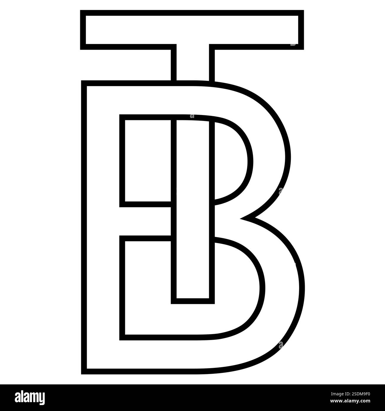 Logoschild tb bt Symbol Doppelbuchstaben Logotyp t b Stock Vektor