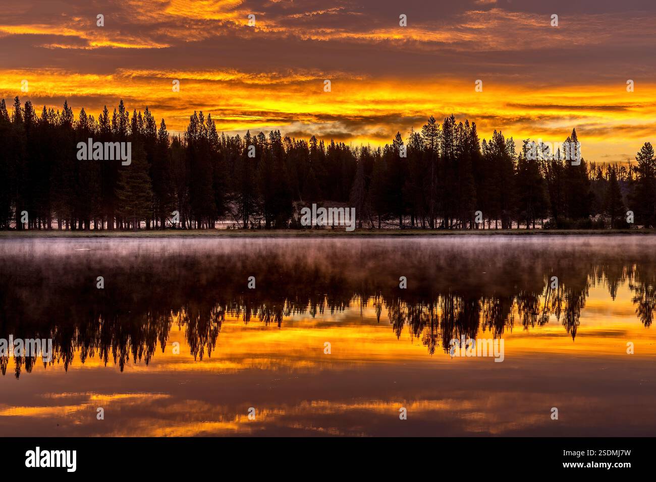 Sonnenaufgang über dem Lake Yellowstone im Yellowstone National Park, Wyoming Stockfoto
