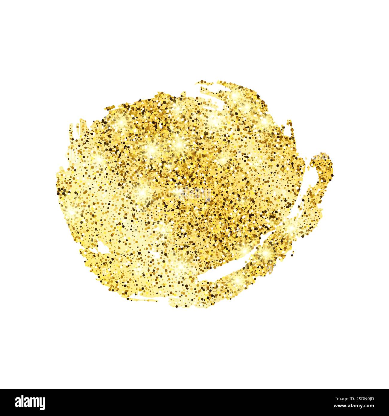 Goldene Farbe glitzernde Kulisse auf weißem Hintergrund. Hintergrund mit goldenen Funkeln und Glitzereffekt. Leerer Platz für Ihren Text. Vektorillustrat Stock Vektor