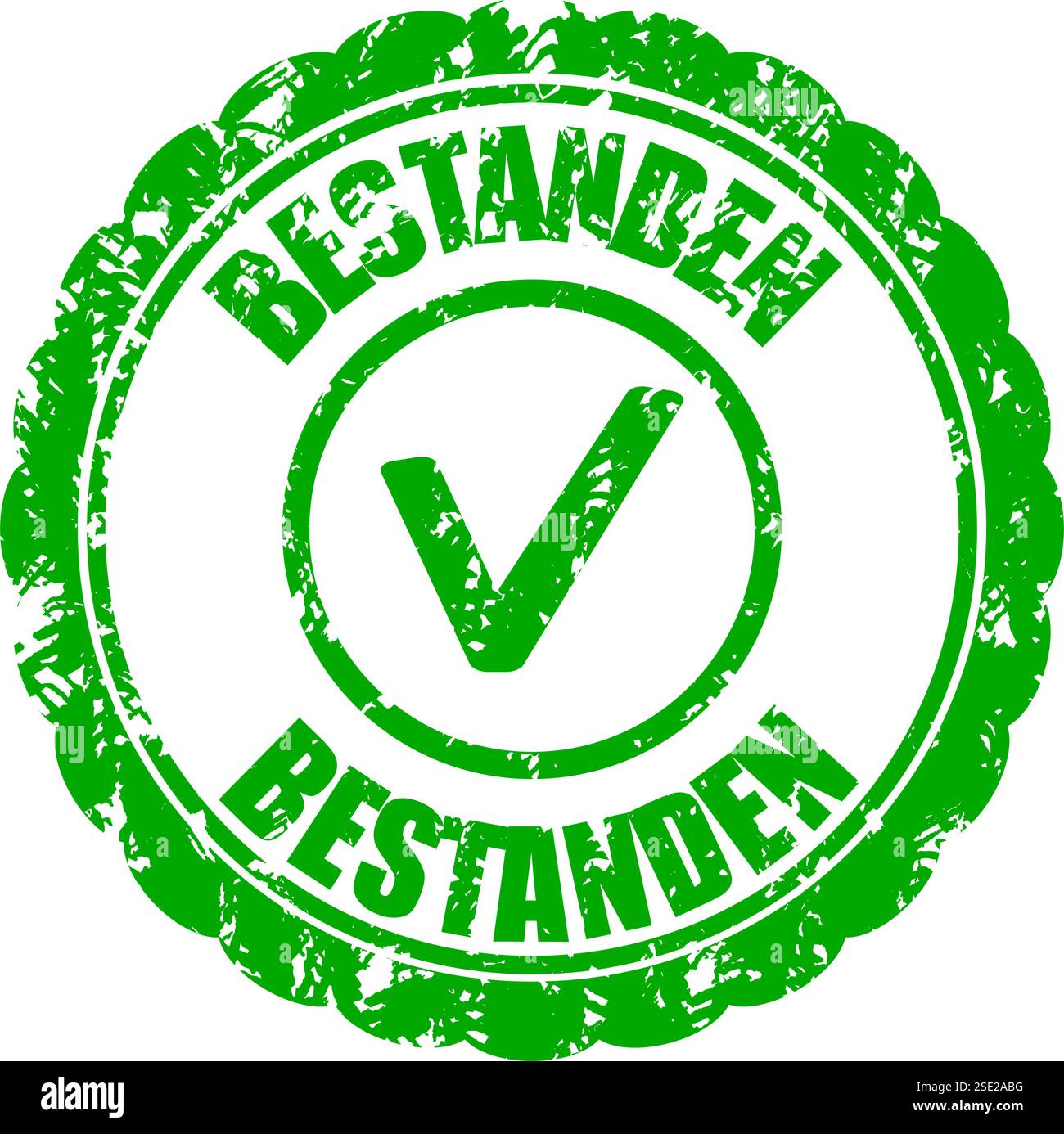 Bestandener Gummistempel für Deutschland, Prüfung oder Test, zertifizierter Beamter, Erfolgs- und genehmigtes Zeichen, Prüfdokument, Ausdruck für Schule oder Universität Stock Vektor