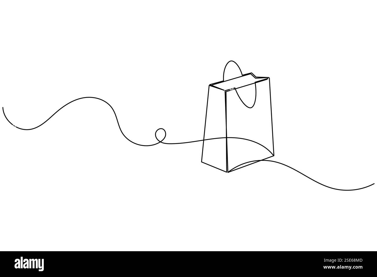 Einkaufstasche Einzeilenzeichnung und minimalistischer Stil isolieren Umrissvektor-Illustration Stock Vektor