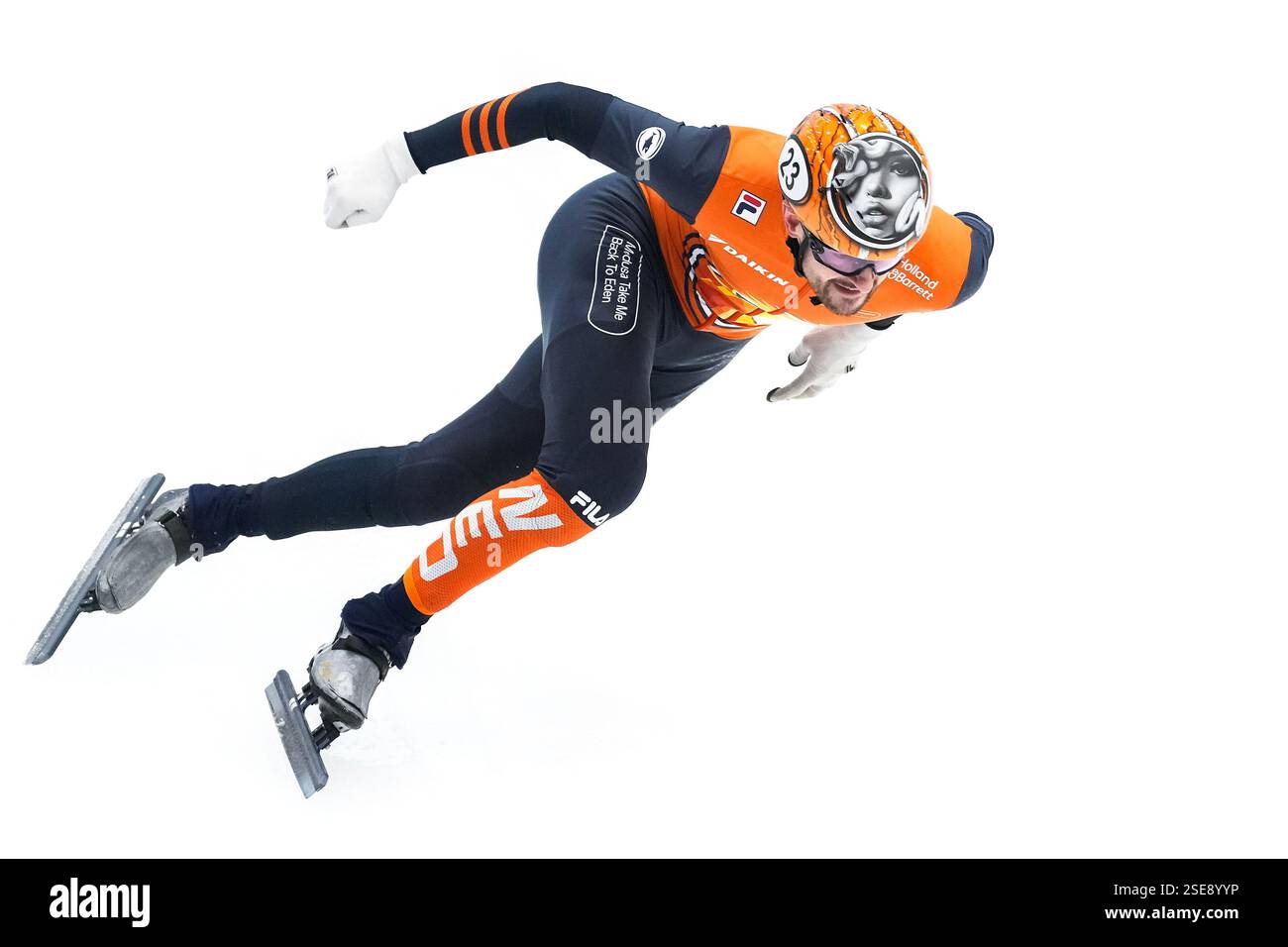 Tilburg, Niederlande. Februar 2025. TILBURG, NIEDERLANDE - 8. FEBRUAR: Itzhak de laat aus den Niederlanden während der ISU World Tour 2024-2025 im IJsportcentrum am 8. Februar 2025 in Tilburg, Niederlande (Foto: Douwe Bijlsma/Orange Pictures) Credit: Orange Pics BV/Alamy Live News Stockfoto