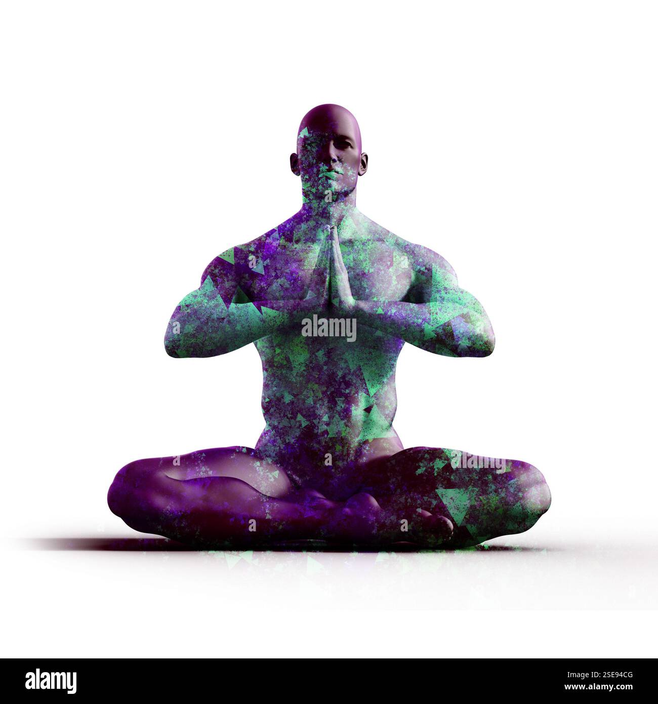 Modernes Meditations-Yoga als Fitnesskonzept kreativer Hintergrund Stockfoto