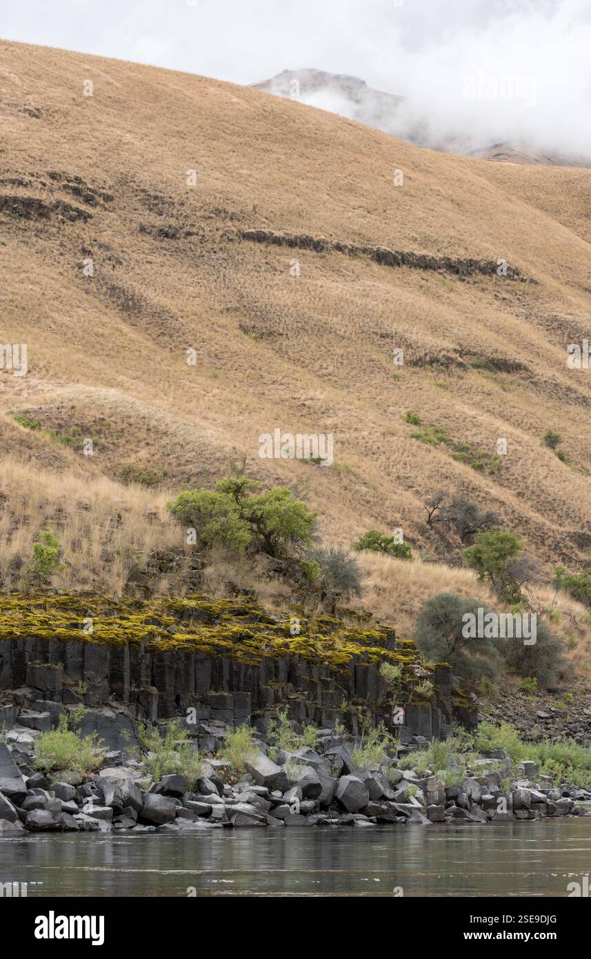 Säulenbasaltformation am Salmon River, Idaho. Stockfoto