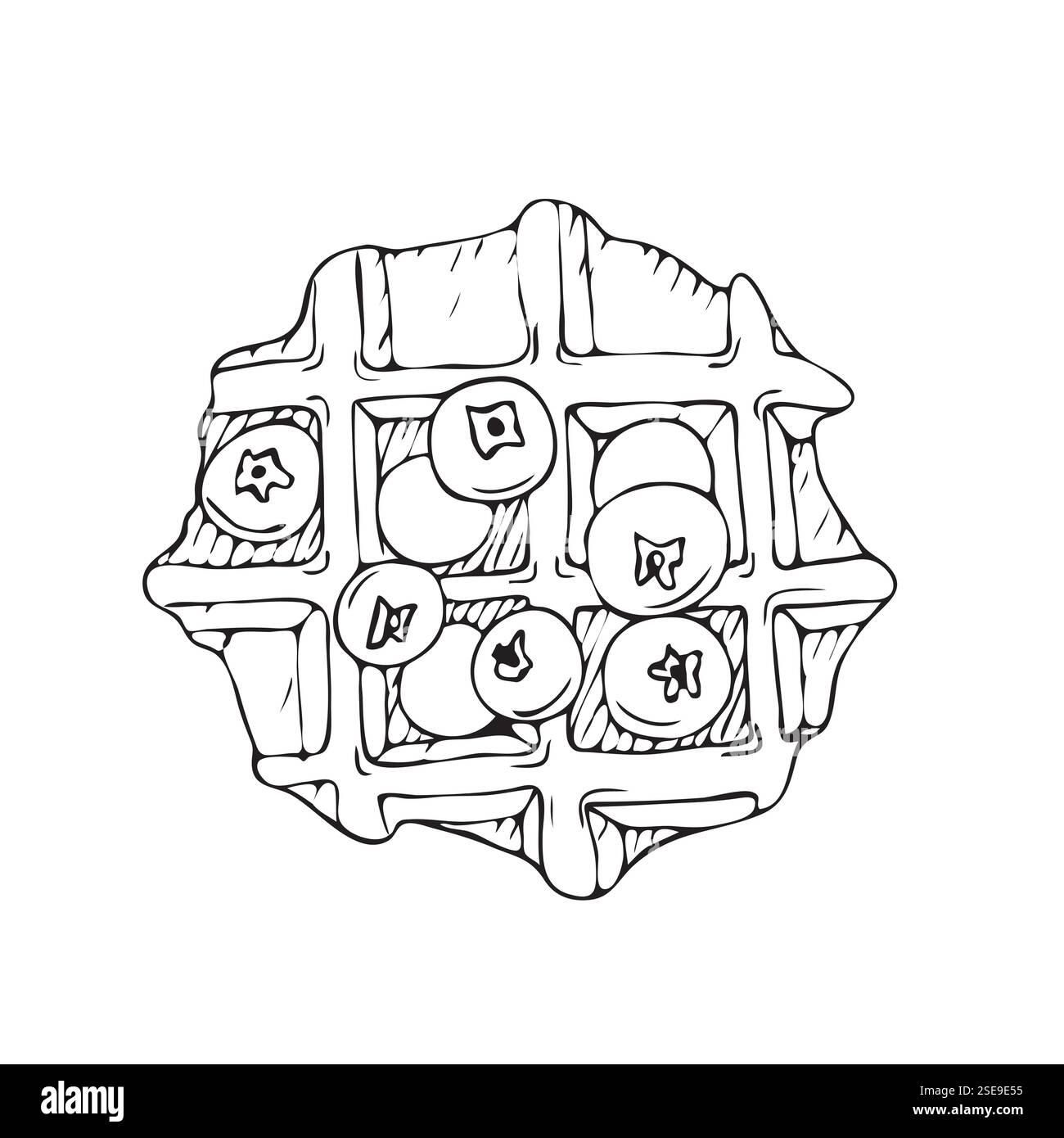 Handgezogene Waffel. Illustration von Vektorlinien. Doodle-STYLE Stock Vektor