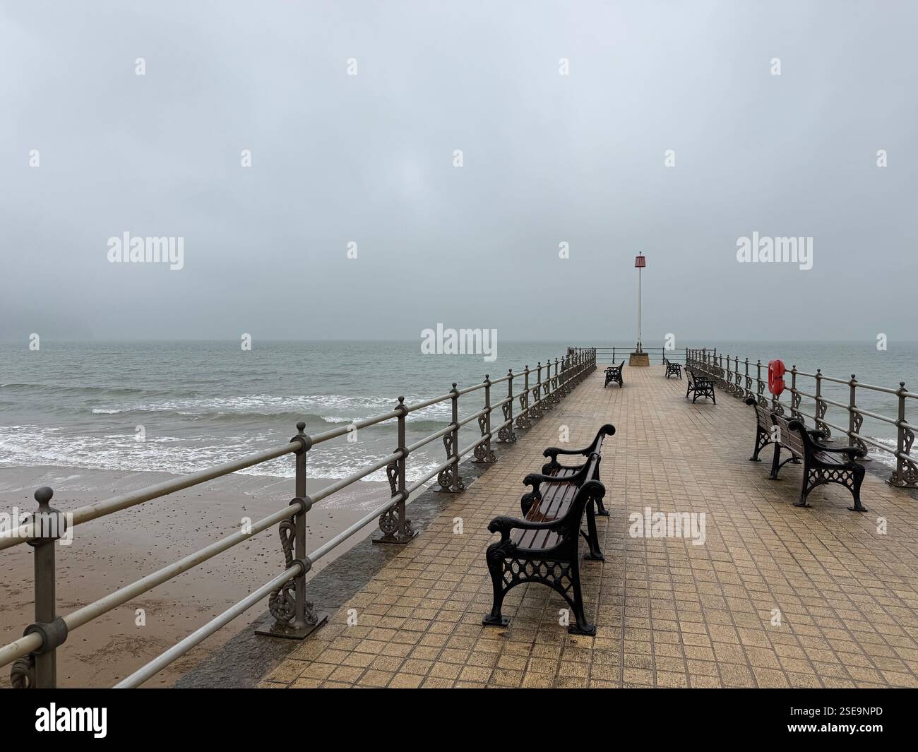 Der Banjo Pier, Swanage, Dorset - Smartphone-aufgenommenes Stockfoto