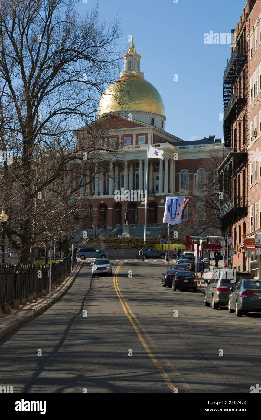 Massachusetts State House von Park St, Boston, Boston, USA, Nordamerika Stockfoto