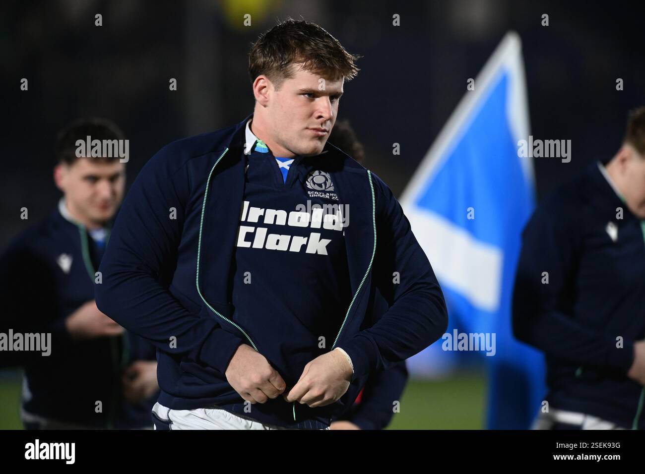 Hive Stadium, Edinburgh. Schottland, Großbritannien. Februar 2025. Schottland U20 gegen Irland U20 2025 Guinness 6 Nations Match. Schottland Reuben Logan. Quelle: eric mccowat/Alamy Live News Stockfoto