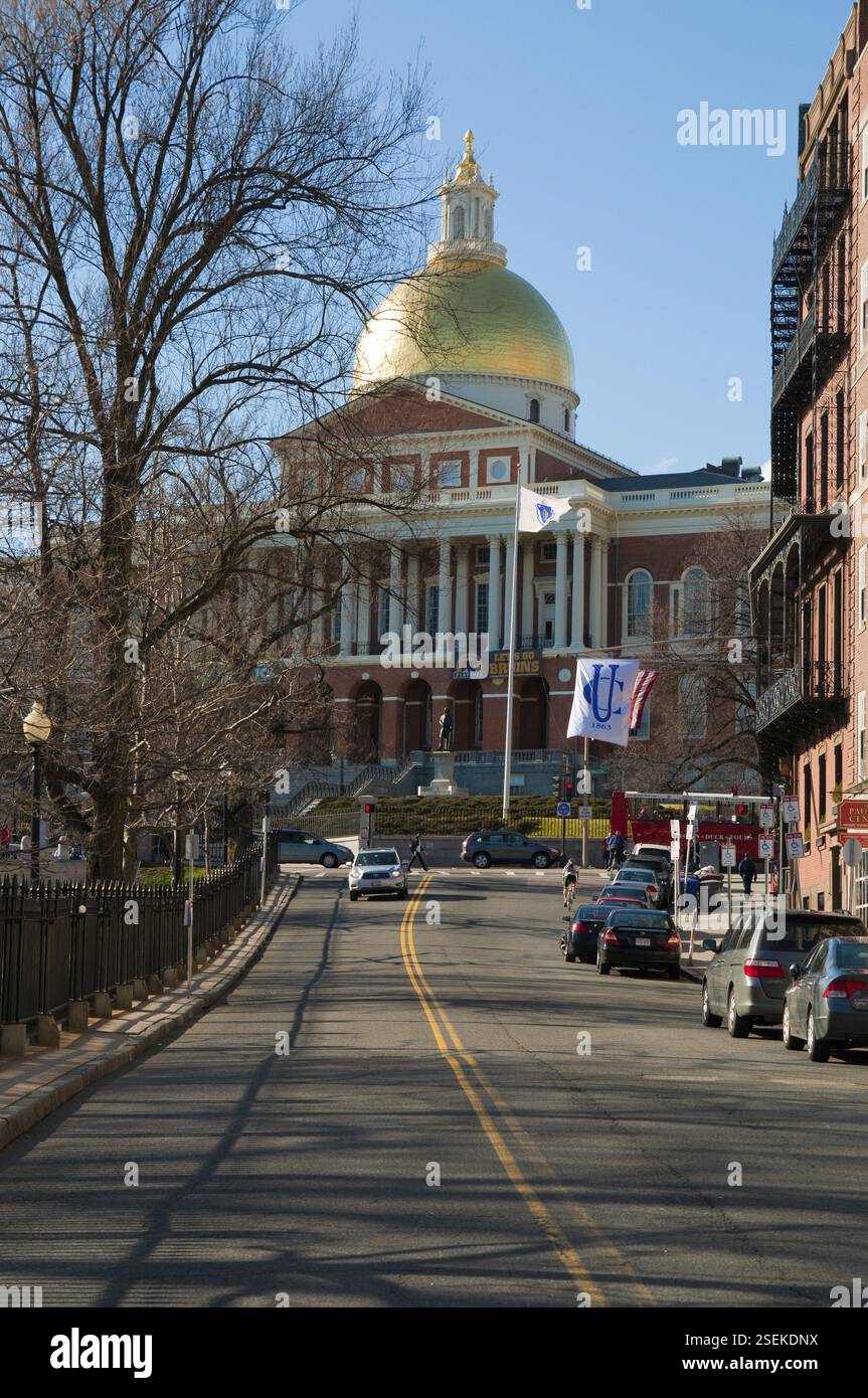 Massachusetts State House von Park St, Boston, Boston, USA, Nordamerika Stockfoto