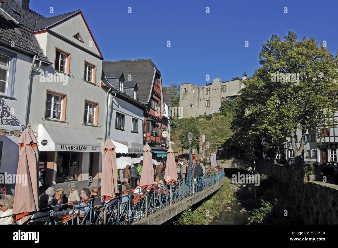 Bad Münstereifel, Stadtblick, Schlossrestaurant Stockfoto