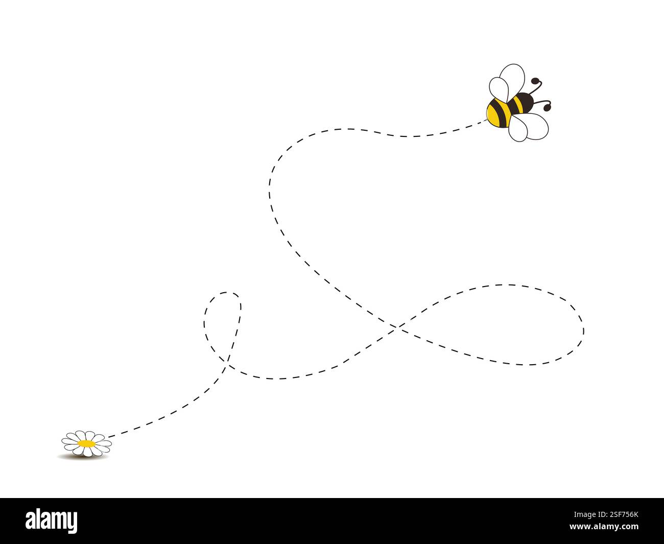 Die gepunktete Route eines Bienenfluges. Vektorabbildung. Stock Vektor