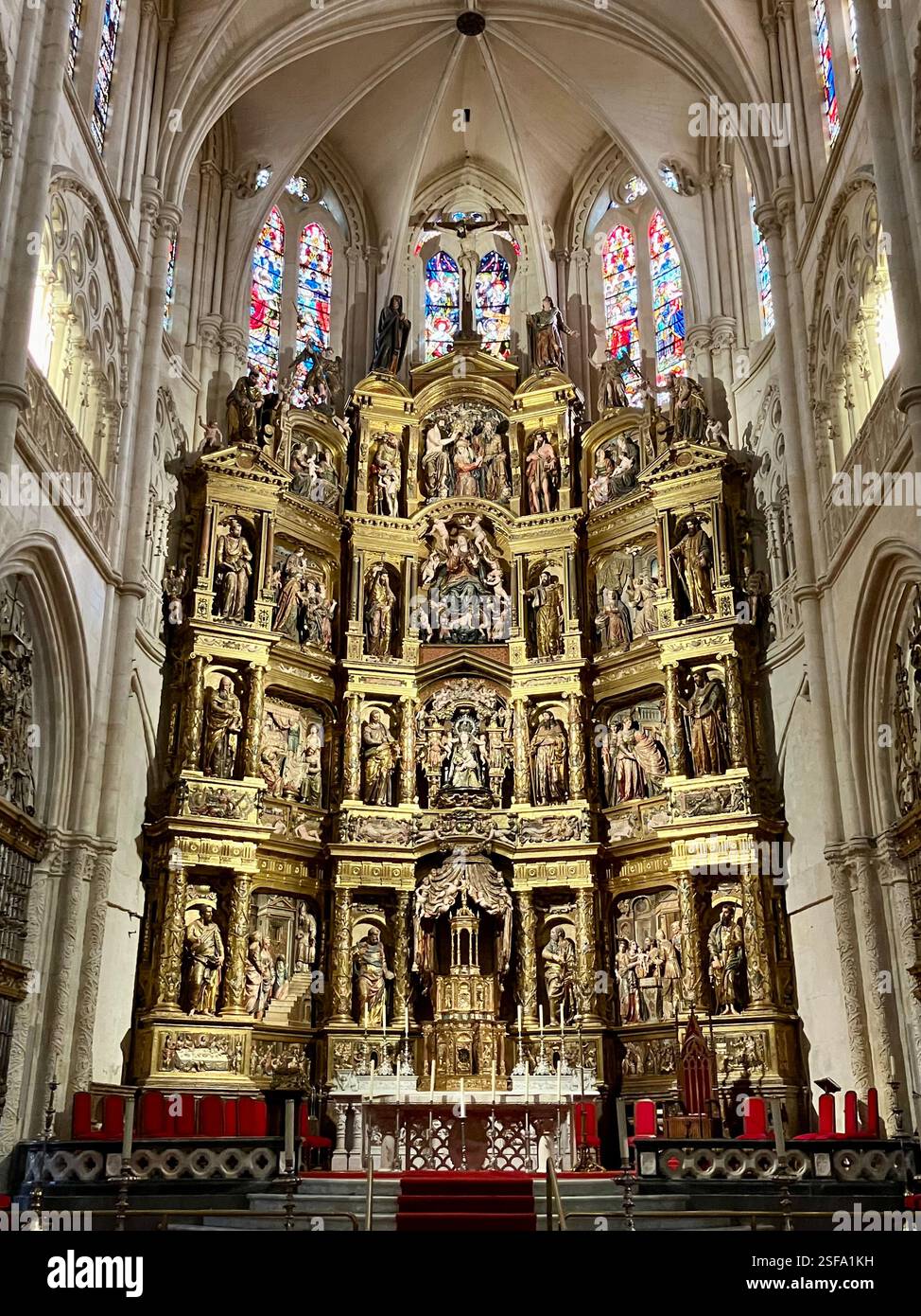 Altar, Catedral de Burgos, Spanien - Smartphone-aufgenommenes Stockfoto