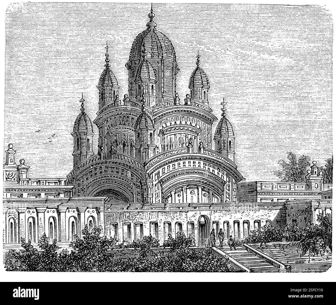 Dakshineswar Kali Tempel am Hugli Fluss außerhalb von Kalkata, Indien Stockfoto