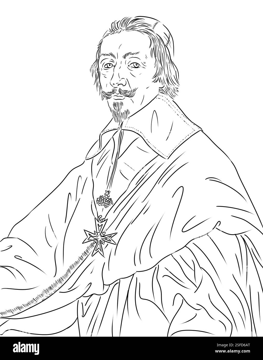 Porträt des berühmten Kardinals von Richelieu, Armand Jean du Plessis de Richelieu, Chefminister und enger Berater von Ludwig XIII., Ludwig 13 Stockfoto