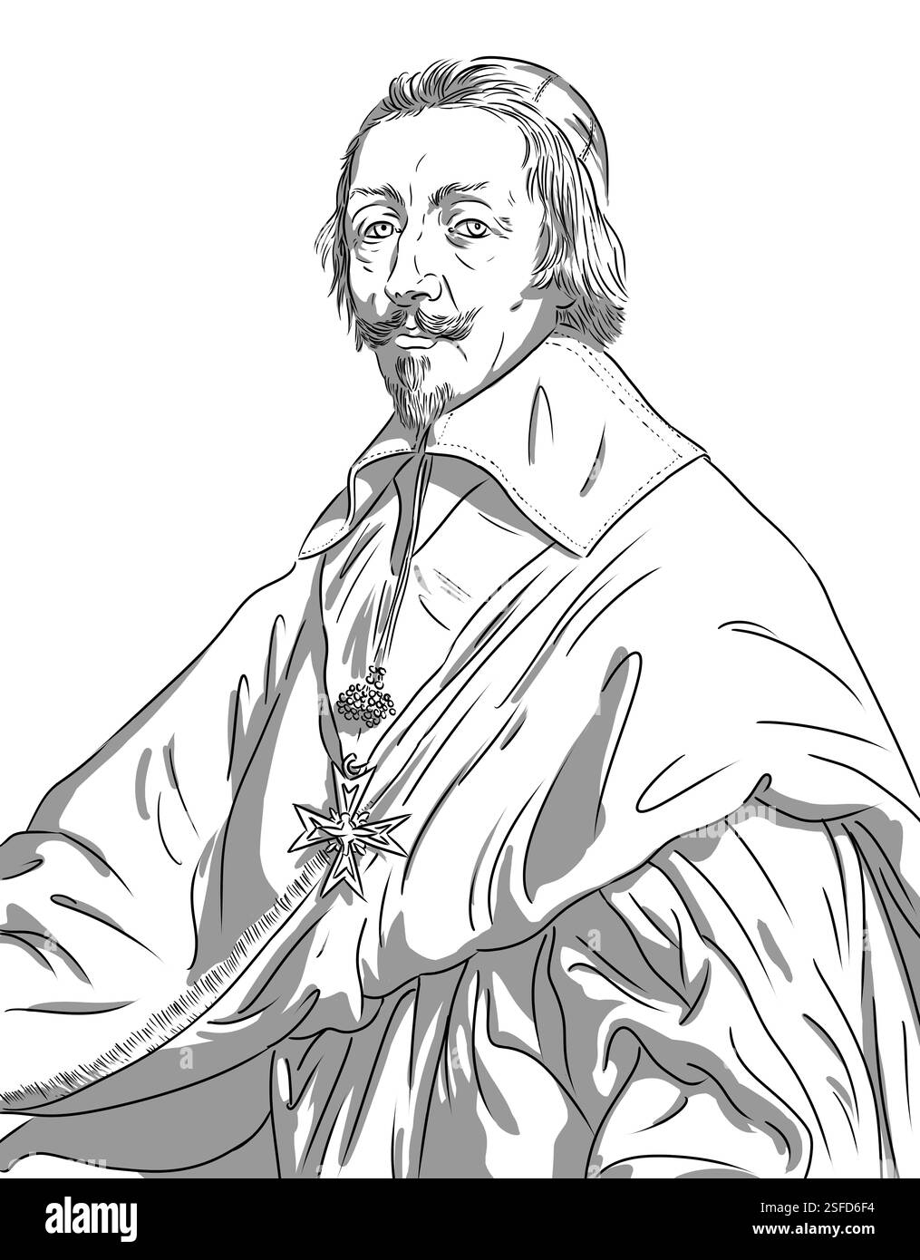 Porträt des berühmten Kardinals von Richelieu, Armand Jean du Plessis de Richelieu, Chefminister und enger Berater von Ludwig XIII., Ludwig 13 Stockfoto