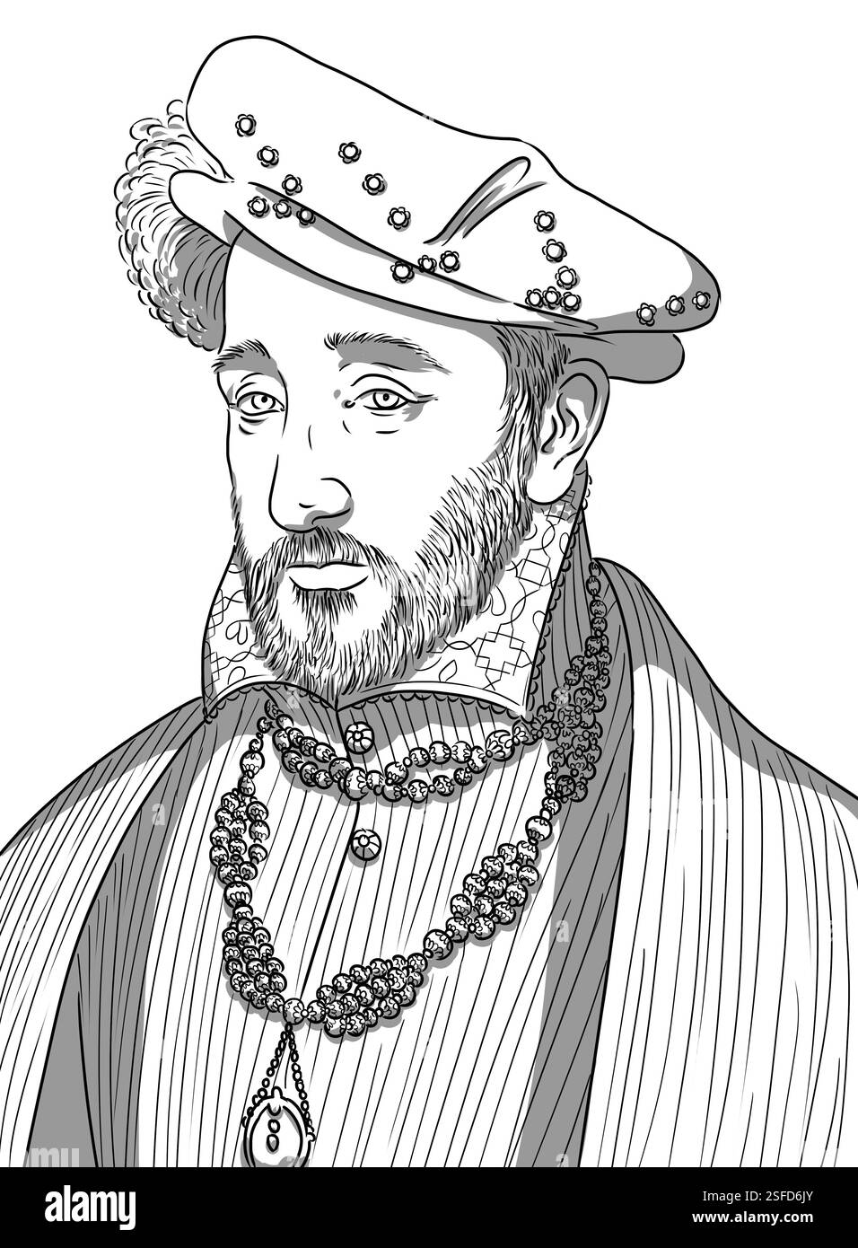 Porträt von Joachim du Bellay, berühmtem Dichter und Autor der französischen Renaissance Stockfoto Porträt von Joachim du Bellay, berühmtem Dichter und Autor der französischen Renaissance Stockfoto