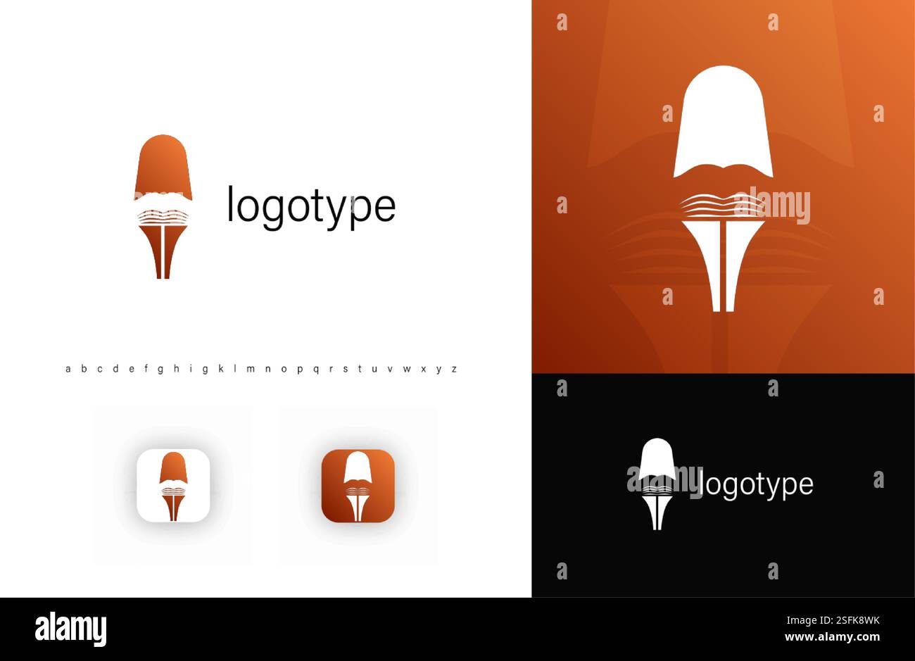 Minimalistisches Logo, das eine Schreibfeder und ein offenes Buch kombiniert und das Schreiben, Wissen und Bildung symbolisiert. Ideal für Verleger, Autoren, Bibliotheken Stock Vektor