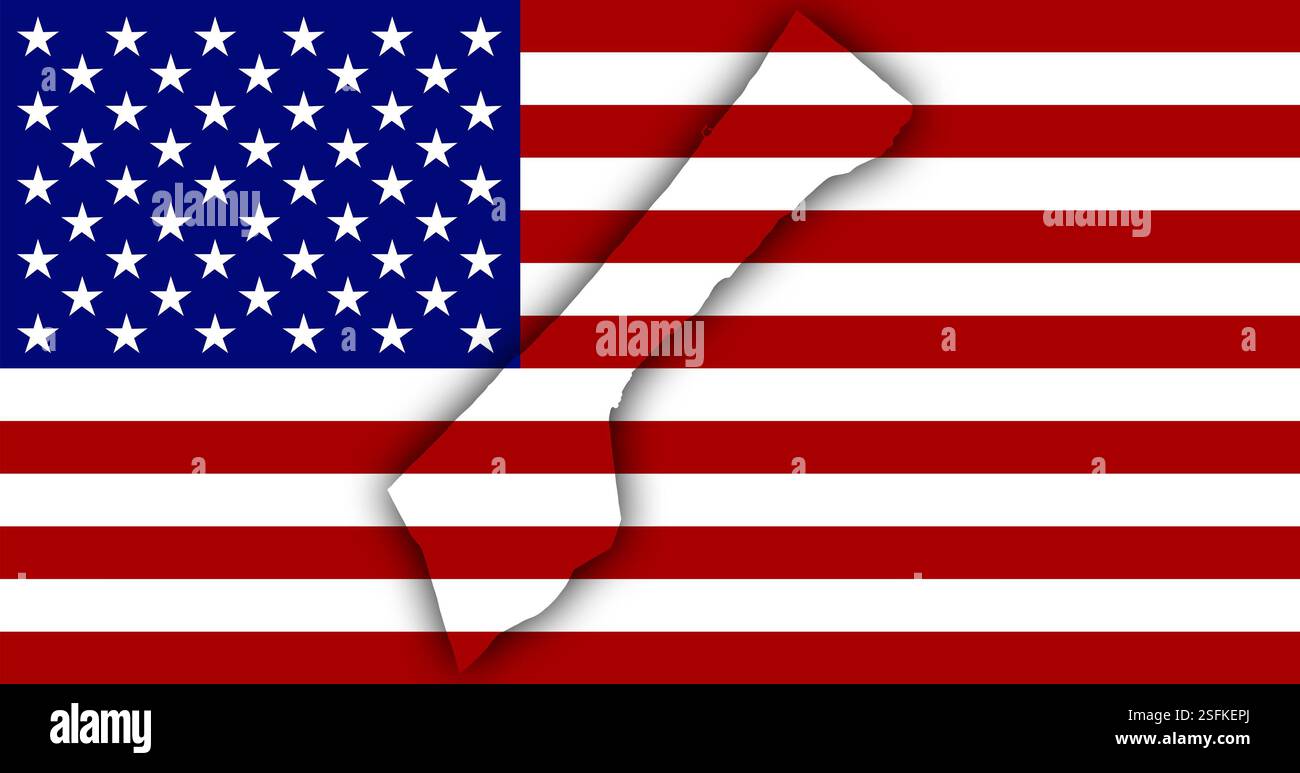 USA-Flagge und mit Karte des Gazastreifens werden von den Vereinigten Staaten übernommen Stockfoto