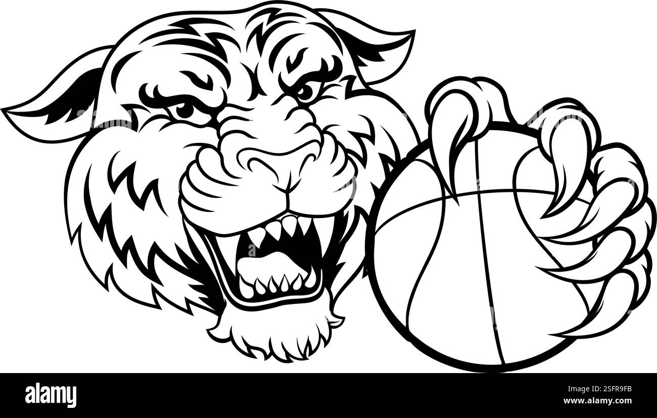 Tiger Basketball Ball Tiersport-Team Maskottchen Stock Vektor