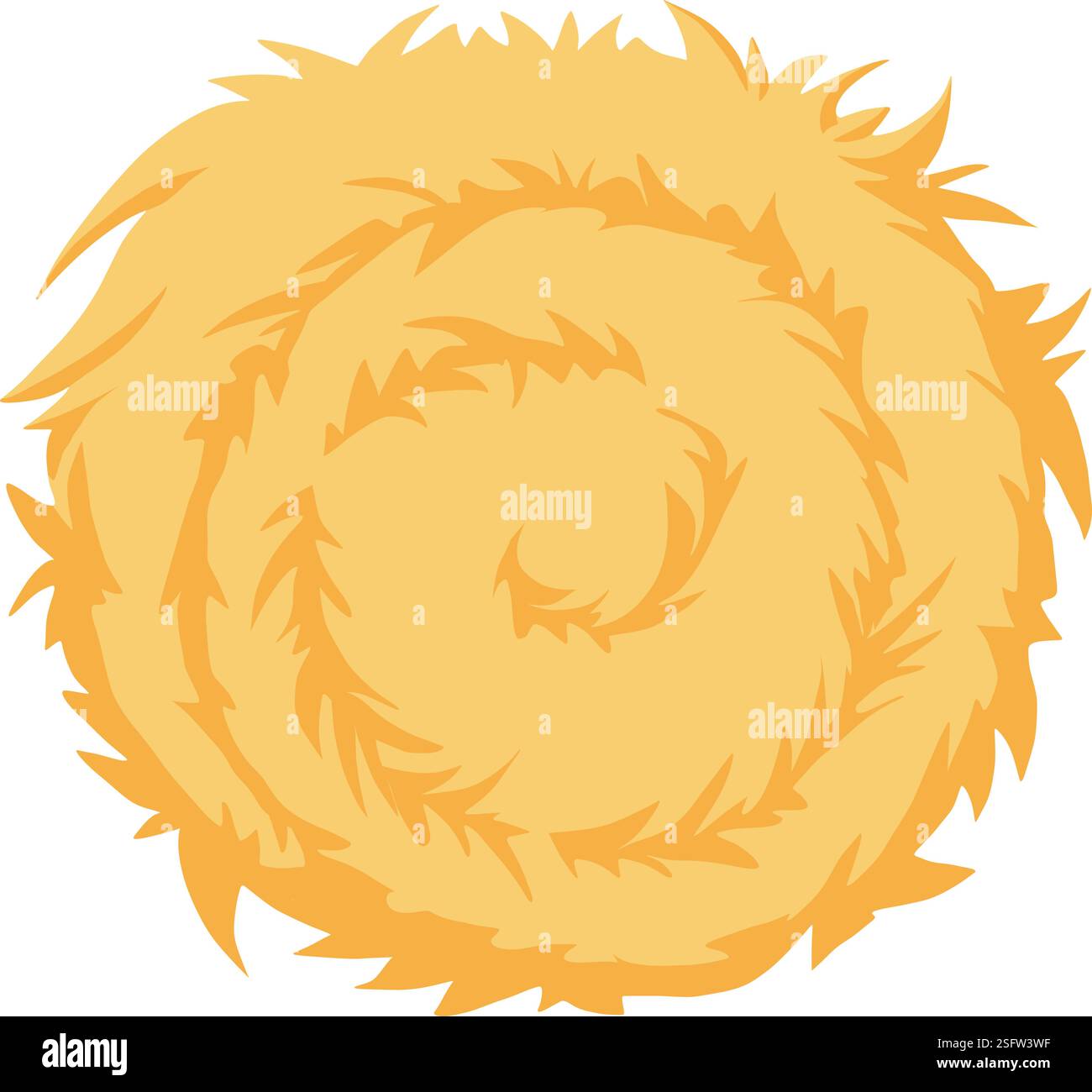 Zeichentrickfilm landwirtschaftlicher haycock. Ballen von Heu, ländlicher Heuhaufen, gerollter Stapel und Futterstroh, getrocknete BauernhofHeuhaufen flache Vektor-Illustration Symbol auf weiß Stock Vektor