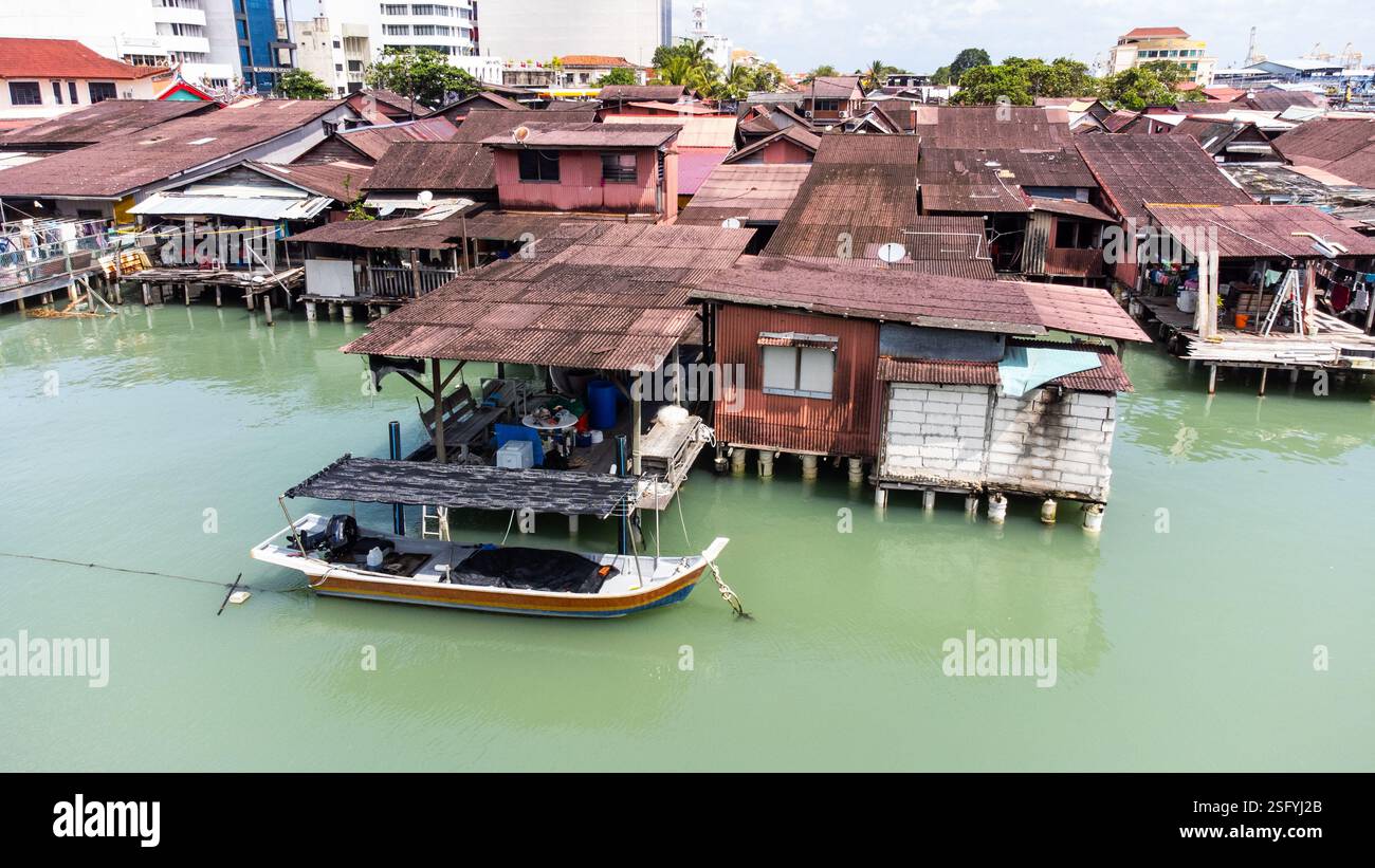 Chew Jetty, Clan-Anlegestellen von George Town, Penange, Malaysia Stockfoto