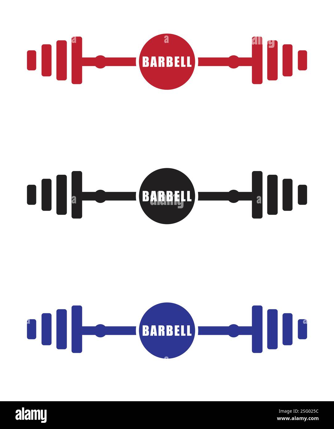 Barbell Logo Design Konzept, Fitness Gym Logo, Set mit Lanbell Logo Design Stock Vektor
