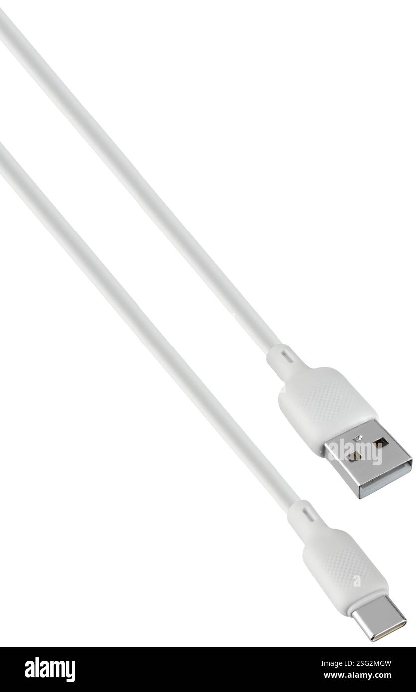 Multifunktionales Kabel mit Typ-C- und USB-Anschlüssen, kompatibel mit Smartphones, Tablets und anderen Geräten. Stockfoto