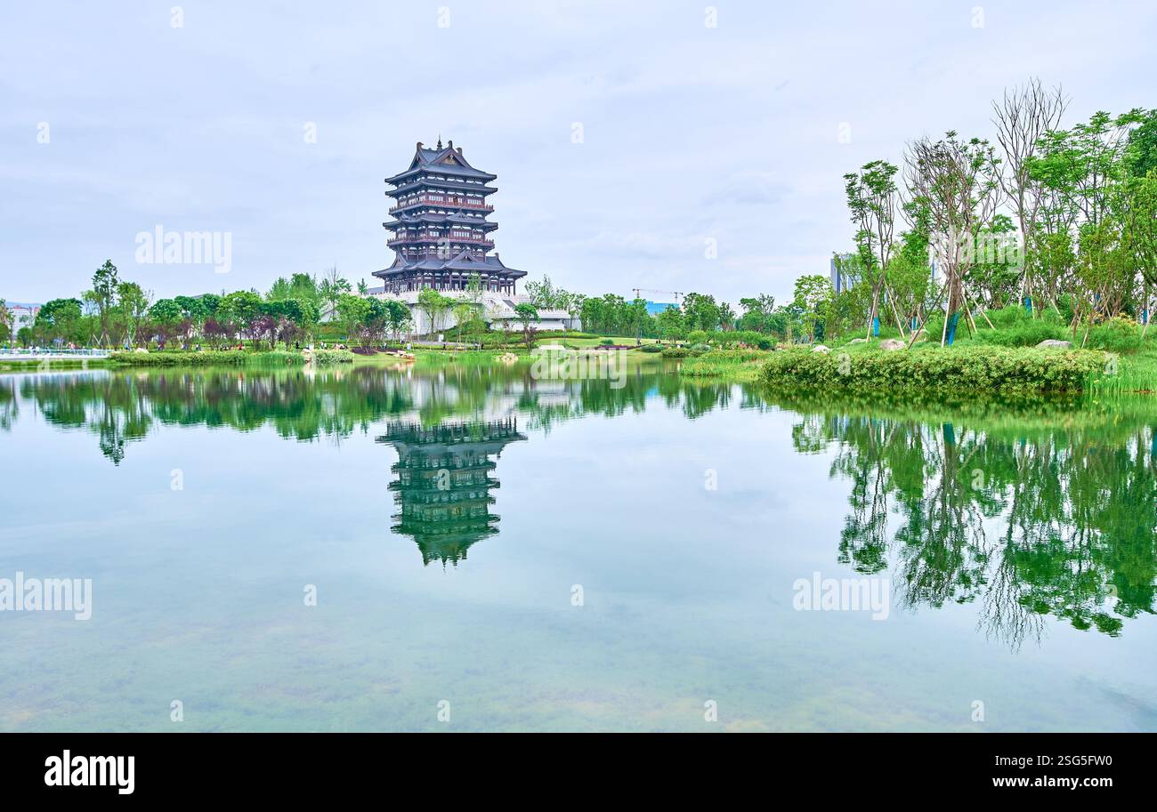 Dong'an Pavillon, Dong'an See, Chengdu, Sichuan, China Stockfoto