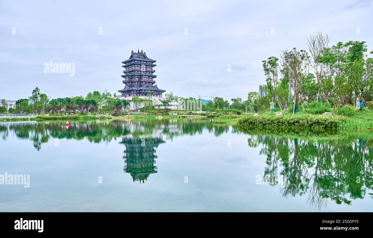 Dong'an Pavillon, Dong'an See, Chengdu, Sichuan, China Stockfoto