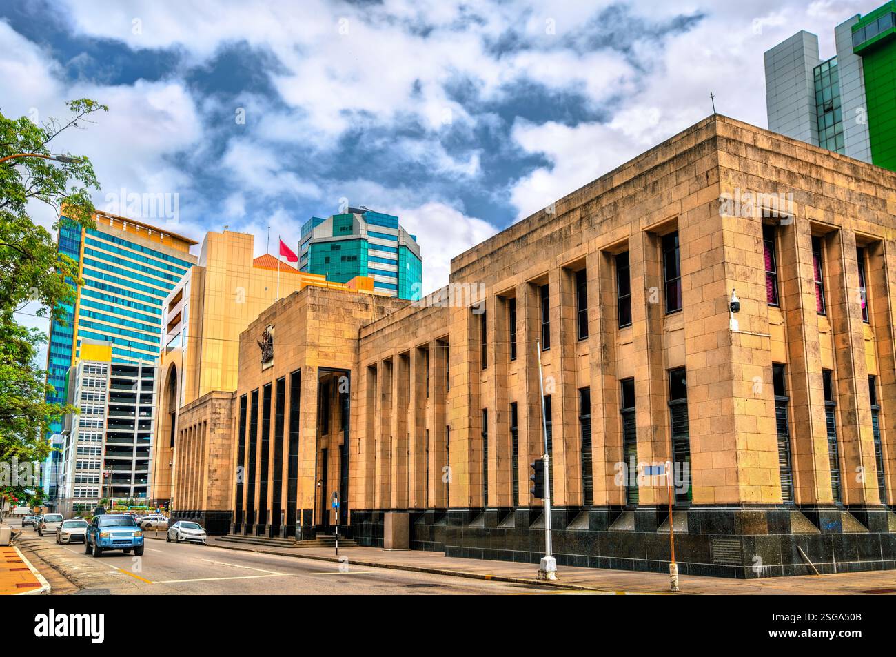 Treasury Building, ein historisches Regierungsgebäude im Hafen von Spanien, Trinidad und Tobago Stockfoto