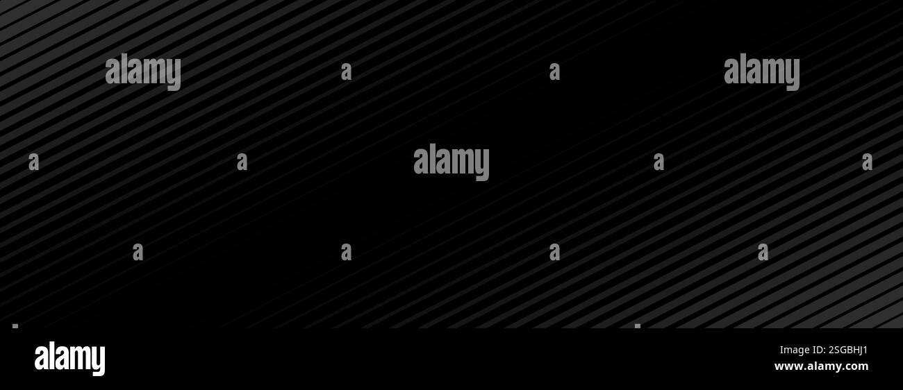 Schwarzer schräger gerader Hintergrund. Maskuline, dunkle, lineare abstrakte Tapete. Elegantes, luxuriöses gestreiftes Farbverlauf. Grauer Hintergrund mit diagonalen Linien für Flyer, Banner, Poster, Präsentation. Vektor Stock Vektor
