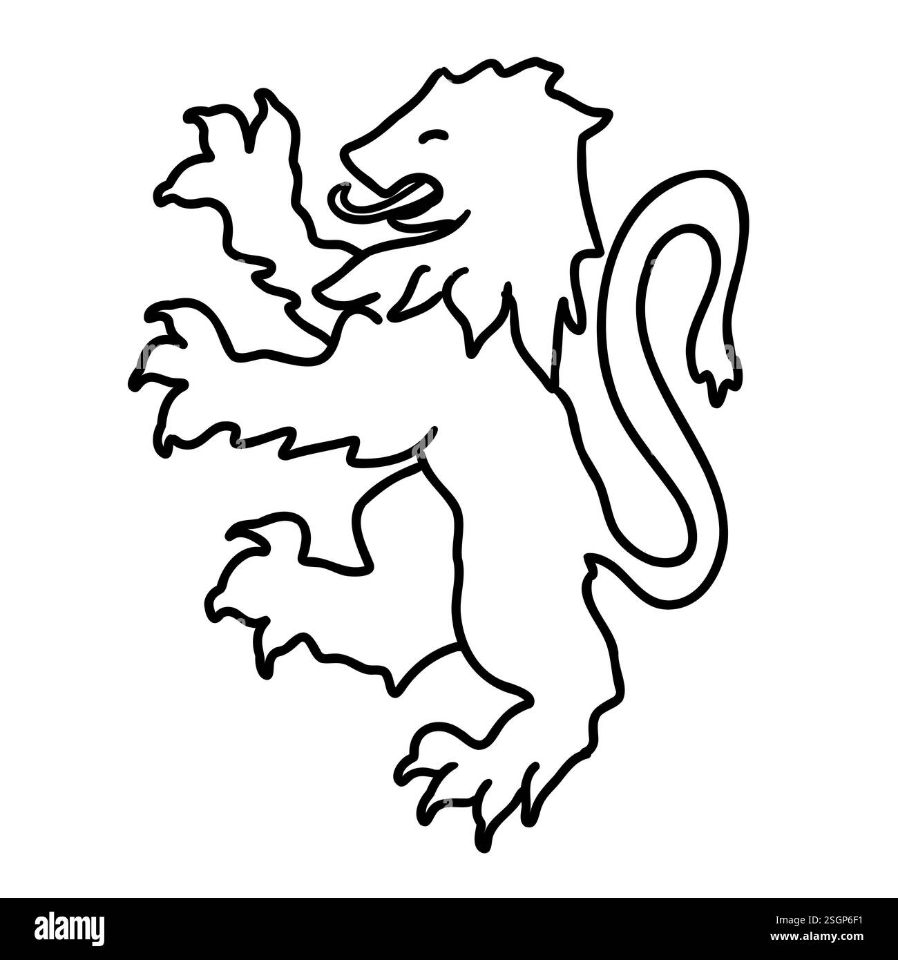 Harry Potter Gryffindor Löwensymbol im Comic-Doodle-Stil. Löwentier-Emblem. Schwarze Vektorillustration isoliert auf weißem Hintergrund. Stock Vektor