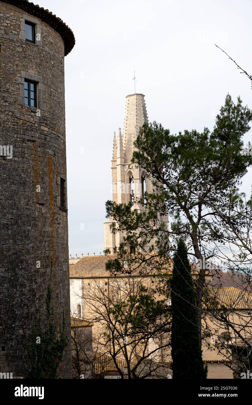 Die Stadt Girona, Zentrum von Girona, Parks und Garten in Girona, Spanien Katalonien Stockfoto