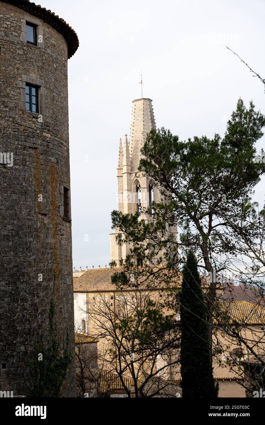 Die Stadt Girona, Zentrum von Girona, Parks und Garten in Girona, Spanien Katalonien Stockfoto