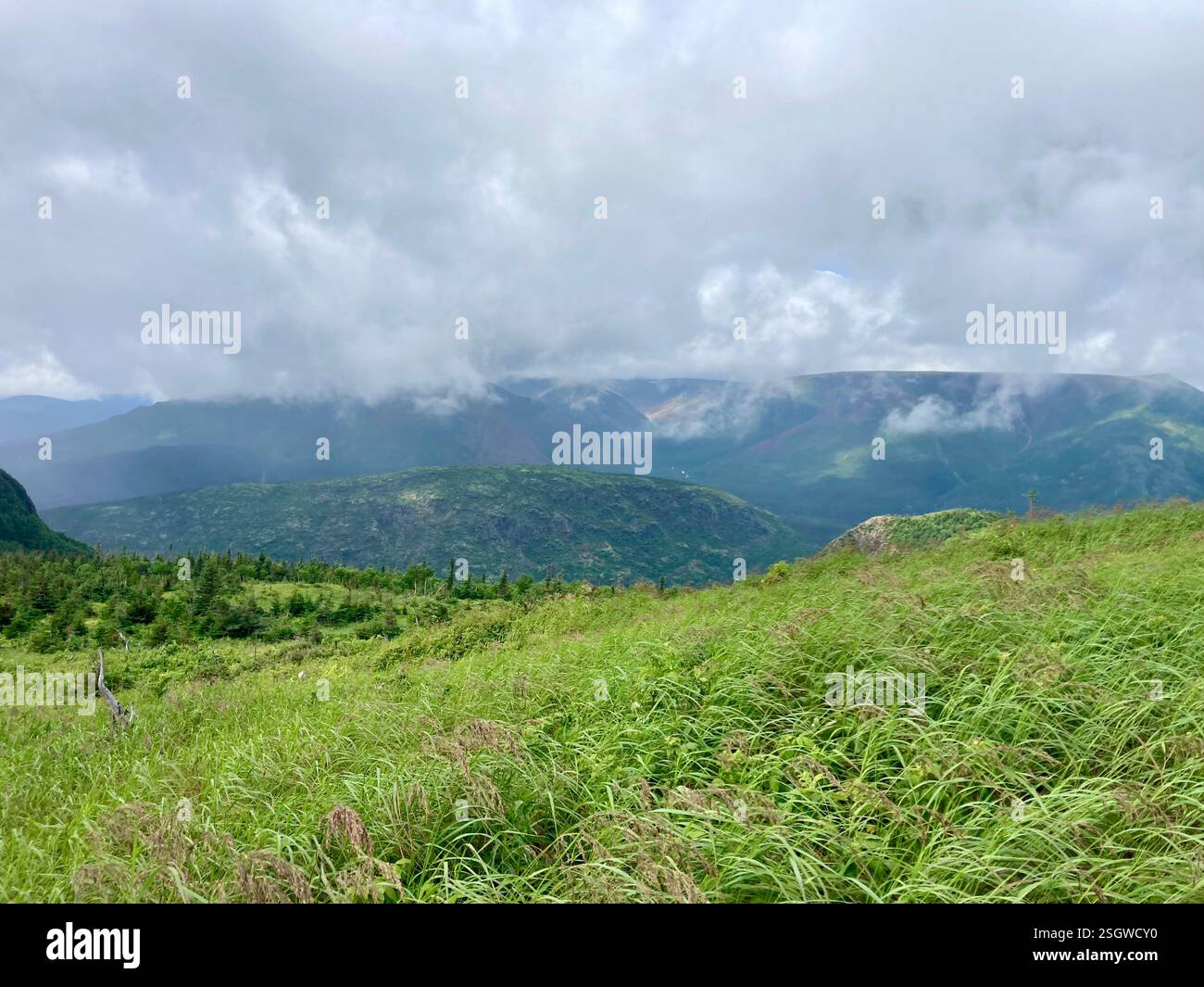 Wolken über Berg - Smartphone-aufgenommenes Stockfoto