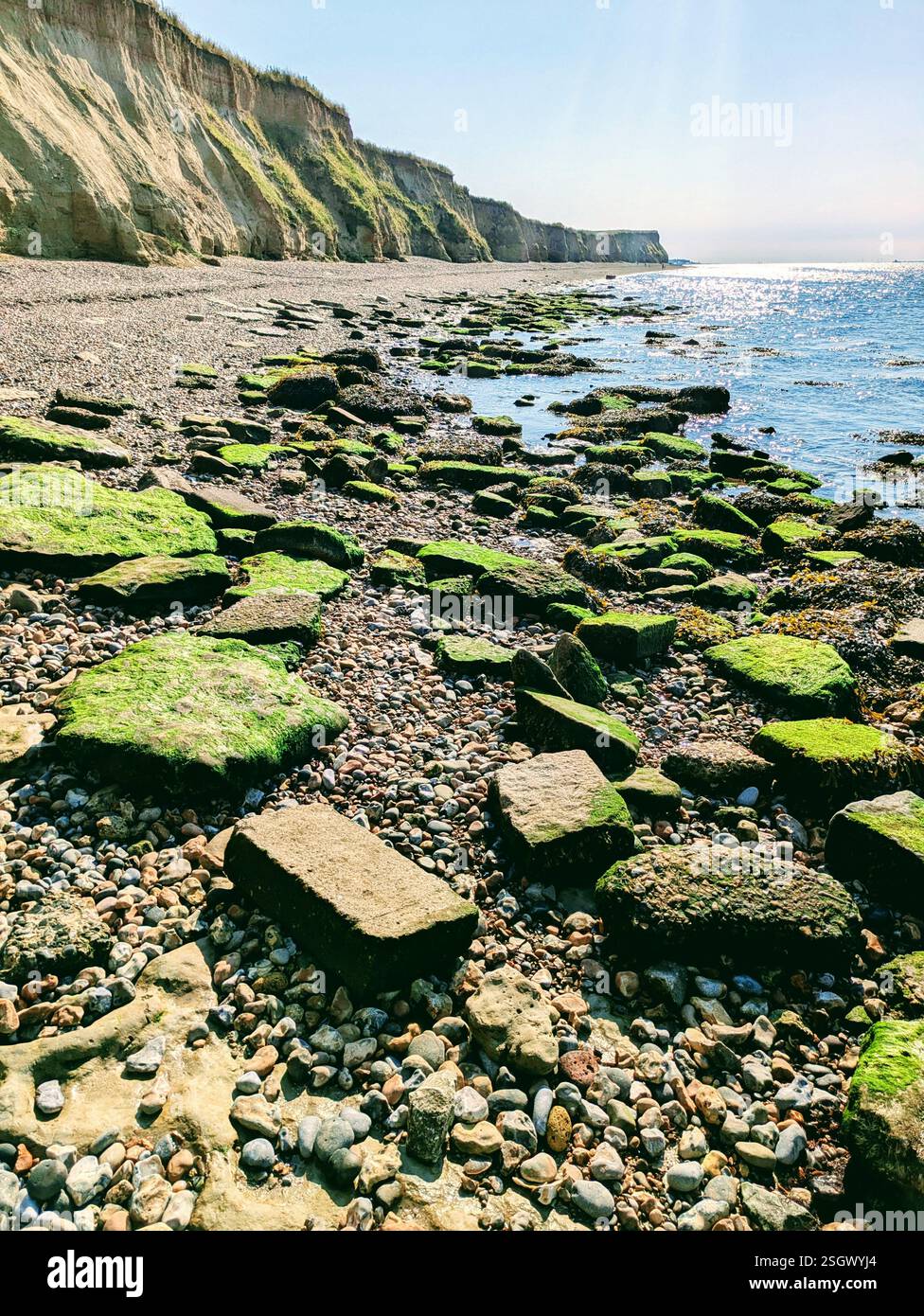 Blick auf reculver Beach Herne Bay Stockfoto