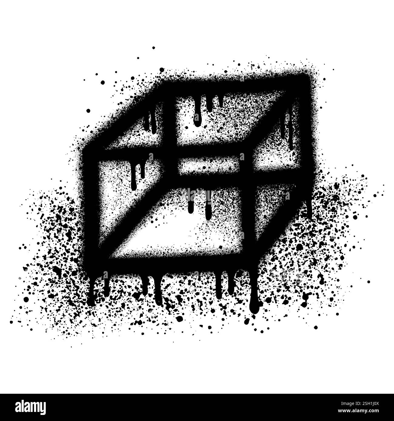 Cube Graffiti mit schwarzer Sprühfarbe.Vektor-Illustration. Stock Vektor