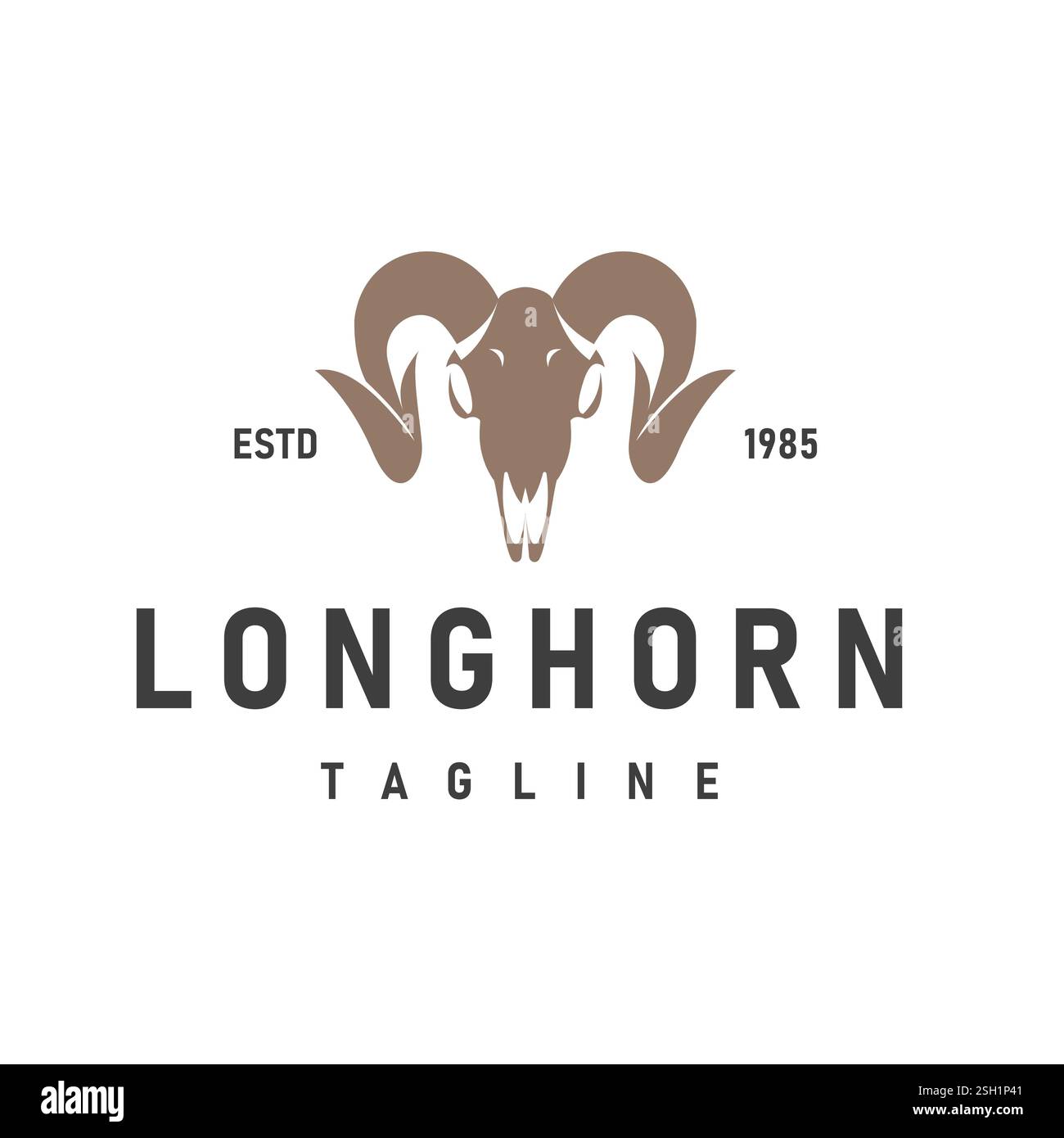 Vintage Logo Design Texas Long Horn Landschaft Stier Illustration Vorlage Stock Vektor