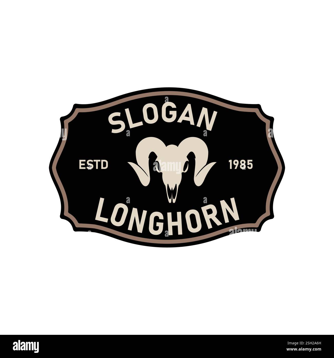 Vintage-Label-Logo-Design mit einem Texas Longhorn-Stier mit einer ländlichen Vektor-Illustration Stock Vektor